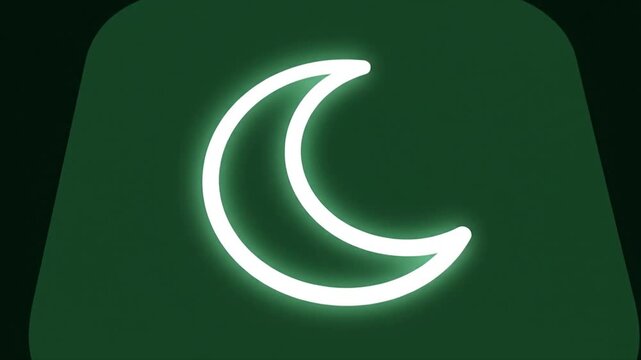 Neon chat bubble icon glowing on dark green minimalist background