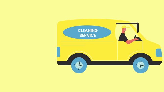 Professional Cleaning Service Van Animation