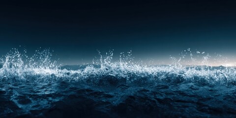 Fototapeta premium Ocean Wave Dynamics: Captivating shot of an ocean wave crashing with power, portraying the raw energy and movement of the sea. Focus on the water's dynamic forms and textures, evoking a sense of awe.