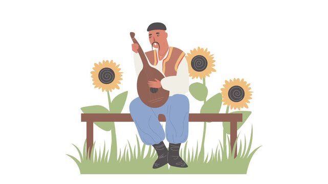 Cossack Folk Musician Cultural Animation