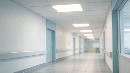 Fototapeta premium Hospital corridor with tiled floor