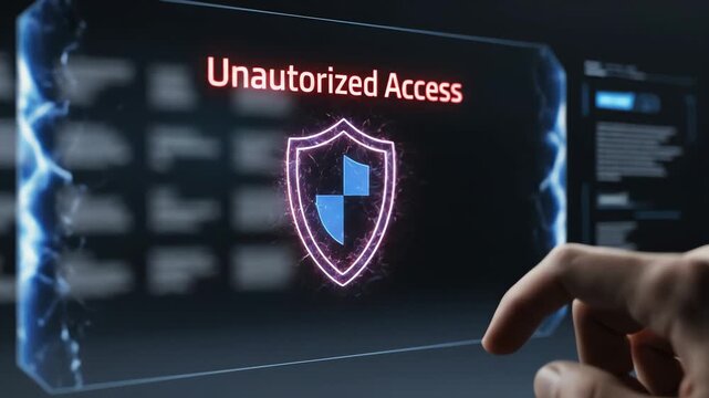 Illustrative concept of robust digital security detecting unauthorized access, emphasizing proactive cyber protection and data integrity on a modern interface