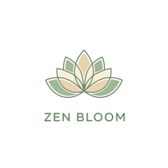 Fototapeta premium Zen Bloom Lotus Logo for Wellness, Spa and Meditation Branding.
