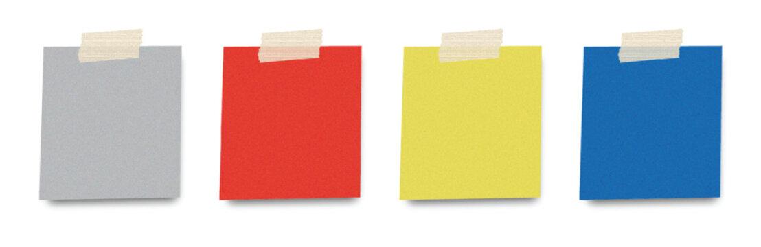 Sticky note with duct tape, post it note paper, memo reminder, Colorful Sticky Note Set with Adhesive Tape ,Blank Office Reminder and Memo Stationery Mockup