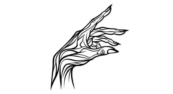 a black and white drawing of a hand.