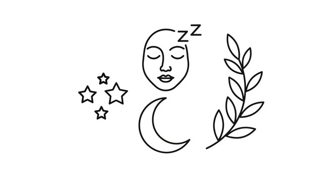 Woman sleeping face with moon stars.