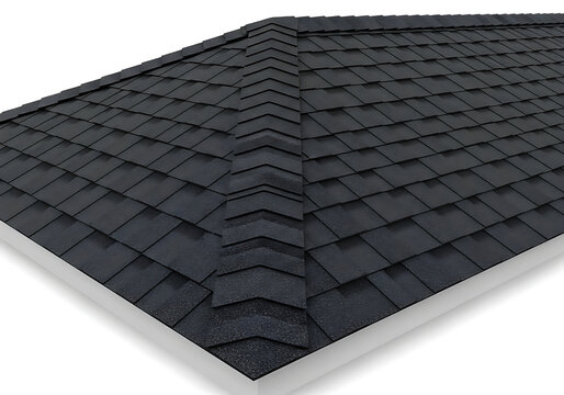 Black asphalt roof shingles on a modern house structure
