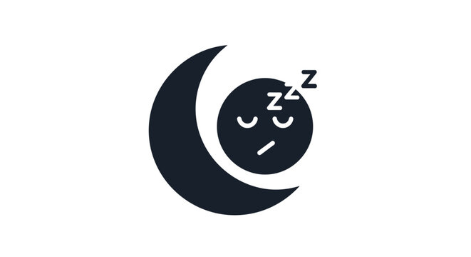 Sleeping Moon Face Cartoon Character.