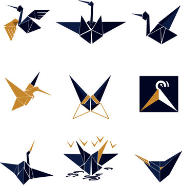 Modern business icons inspired by traditional Japanese culture and crafts