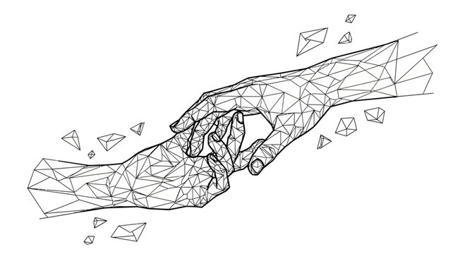 A hand releasing a bird in flight.