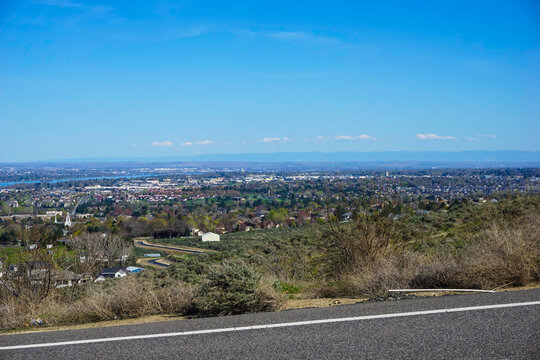 Kennewick Pasco and Richland Tri-Cities Washington from high vantage point