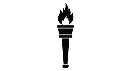 Black torch icon with prominent flame design a striking silhouette © Kuntol02