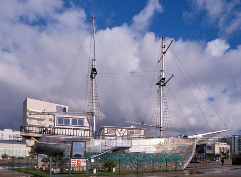 Museum ship brigantine Saint Victoria in the Adler port. Sirius. Krasnodar Krai. Russia