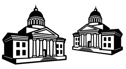 Black and white illustration buildings. © taufik