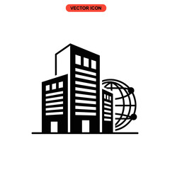 Black and white city skyscrapers icon. © taufik