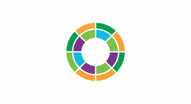 Colorful segmented circle design representing teamwork, unity, and collaboration concept.