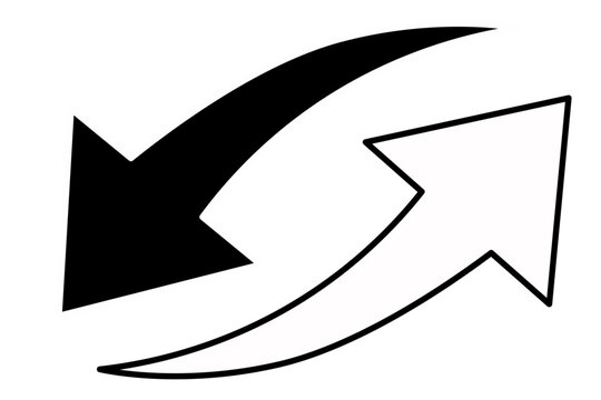 Minimalist black and white up and down arrow icons for business and data.