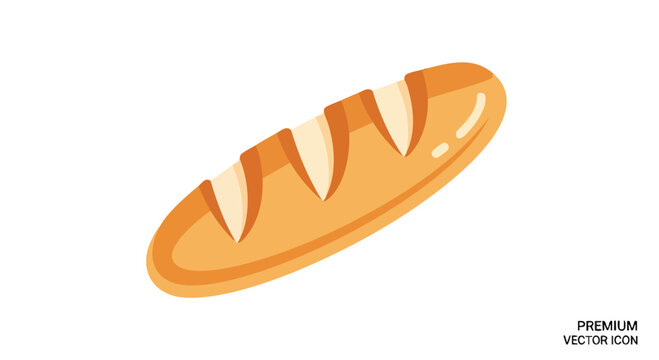 A cartoon image of a long, golden-brown loaf of bread with white cut lines on a white background. It's a simple, flat design