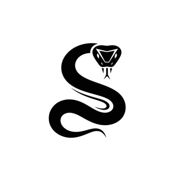 Black snake head and body illustration.