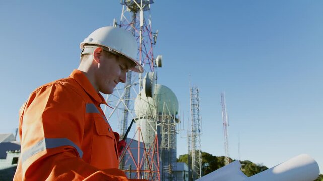 Telecommunication engineer planning 5G and 6G network infrastructure