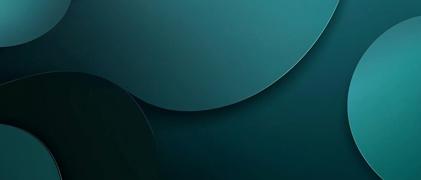 Abstract layered curves in teal and deep green, featuring subtle gradients and highlights for a modern, fluid design
