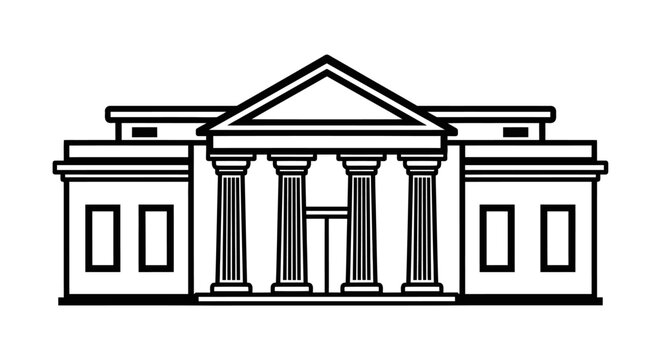 Classic Building with Columns and Pediment.