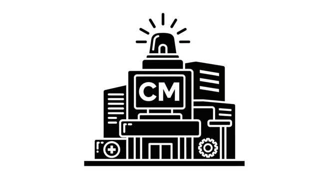Computer Monitor with CM Logo.