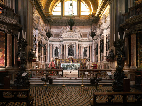 Altar of  Royal Chapel of the Treasure of St. Januarius (Reale cappella del Tesoro di san Gennaro) within the Naples Cathedral, Italy