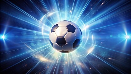 Fototapeta premium A Radiant Soccer Ball Exploding with Energy and Light, a Dynamic Composition