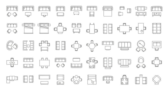 Overhead Furniture Layouts - A Comprehensive Collection of Seating Arrangements.