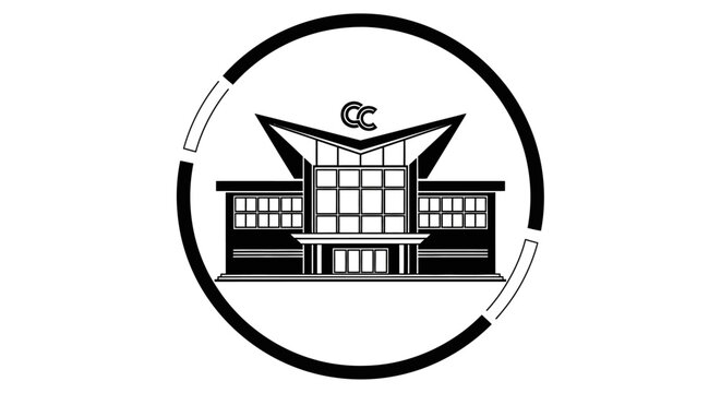 Modern building with triangular roof design.