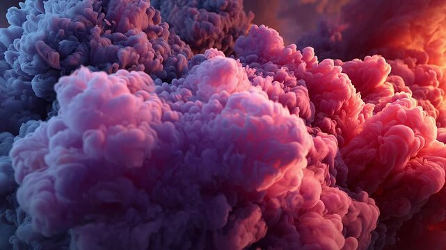 Witness a mesmerizing spectacle as vibrant smoke clouds collide and swirl together. The colorful formations create a dreamlike atmosphere, captivating the eye with their fluid movements and hues.