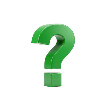 Large green question mark symbol isolated on transparent background