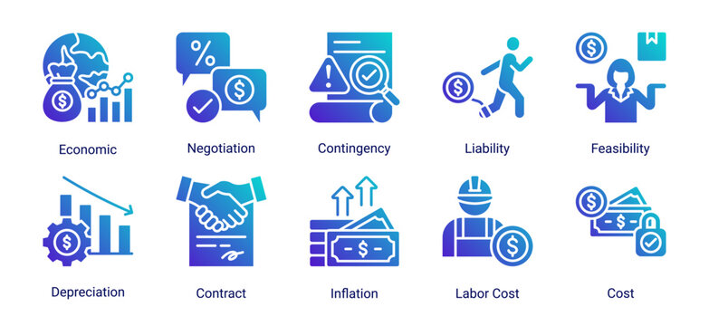 Budget control icon set icons including budget,expense,allocation,and audit.Ideal for accounting,business,and financial management design.