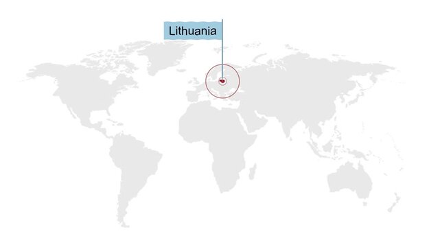 Lithuania Location Pin on World Map for Travel Concept