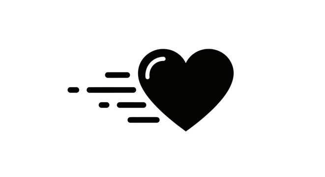 Black heart with motion lines.