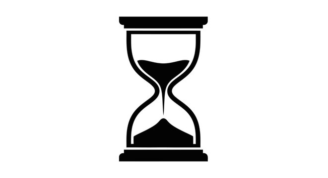 Black hourglass timer icon symbol.