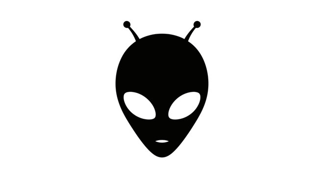 Black silhouette of alien head.