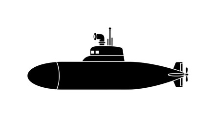 Black silhouette of a submarine. © rohmat