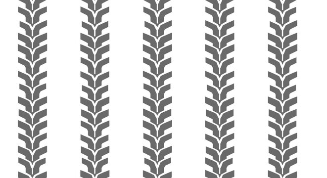 Monochrome illustration of tractor tire tracks in a vertical pattern on a white background