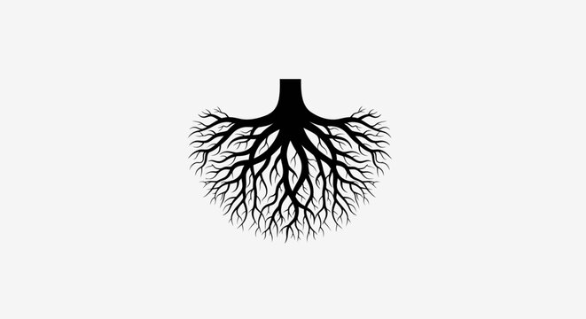 Black silhouette of lung bronchi tree.