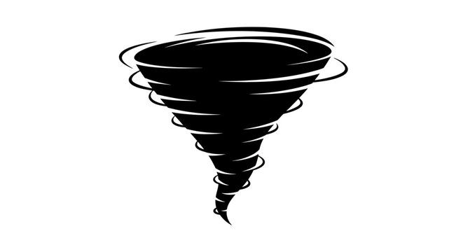 Black swirling tornado weather phenomenon.