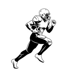 Obraz premium American Football Player Running with Ball, Action Shot, Sports Athlete