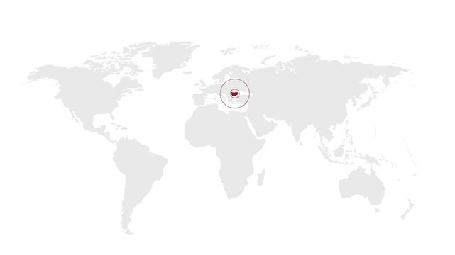 Bulgaria Location on World Map with Pin Marker Illustration