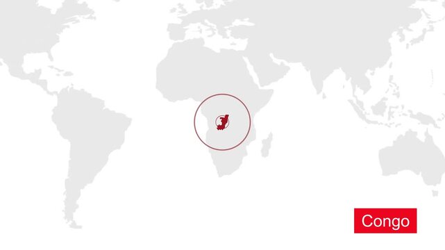 Congo Location Highlight on Global Map with Zoom Animation