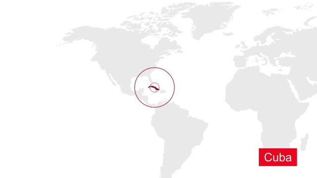 Cuba Location Highlight on Global Map with Zoom Animation