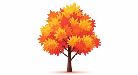 Vibrant tree with colorful autumn leaves stands alone © Andreas