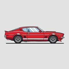 Fototapeta premium Vintage Red Sports Car Side View Illustration, Retro Automotive Art