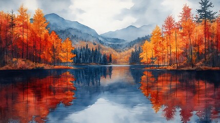 Fototapeta premium Autumn lake reflections