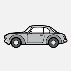 Fototapeta premium Classic Gray Coupe Car, Vintage Automobile Side View, Retro Vehicle Illustration